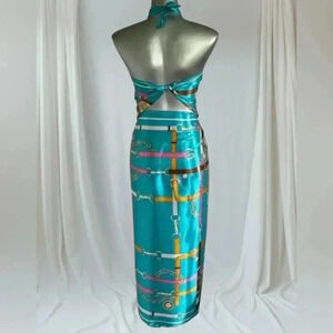 🆕Luxury Satin Scarf Top &  Wrap Skirt